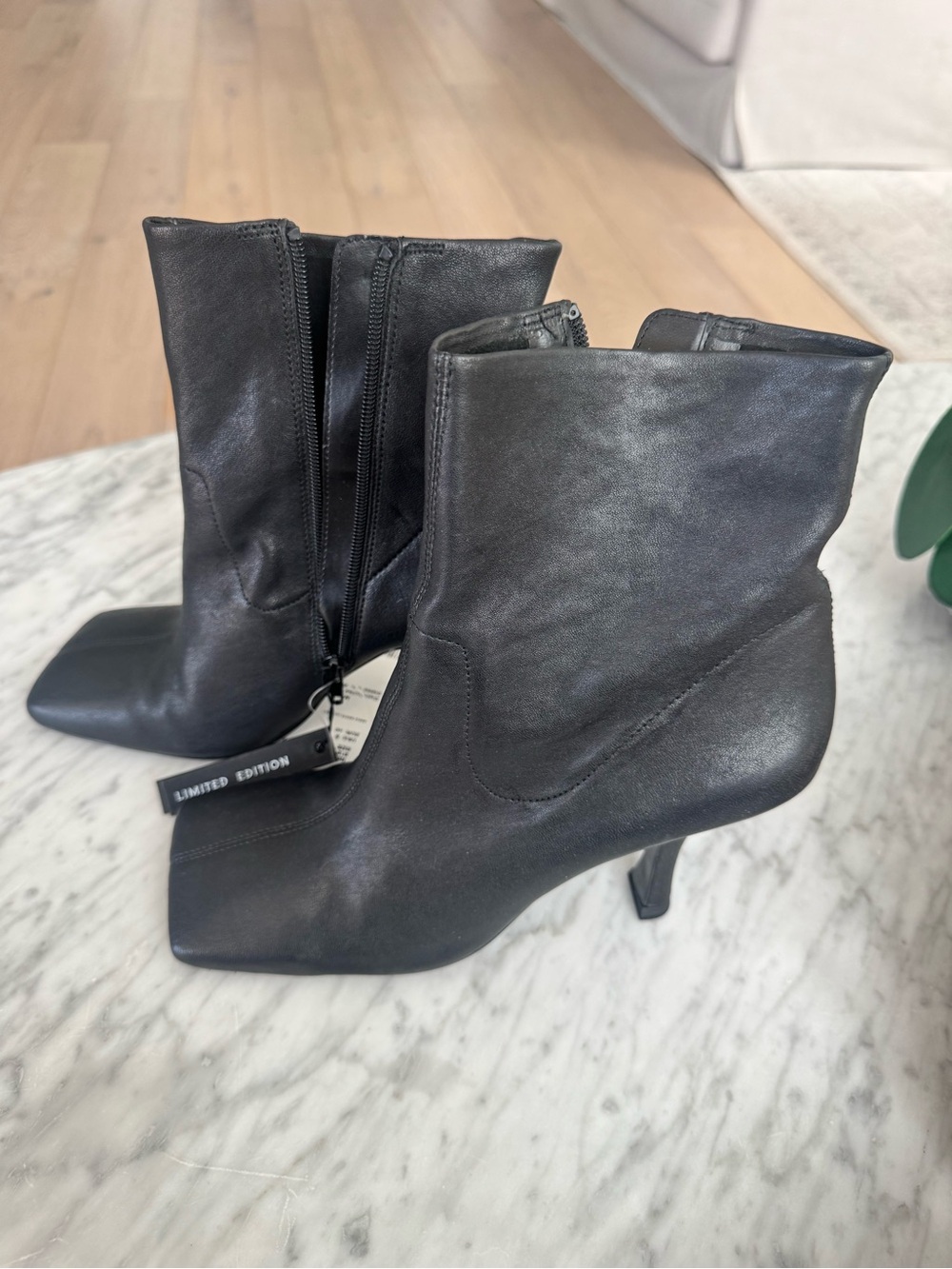 Mango Black Square-Toe Leather Ankle Boots - Picture 4 of 5